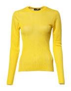 Yellow Polyester Women Pullover Top Sweater