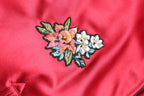 Red Floral Patch Full Zip Men Bomber Jacket