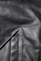 Black Lambskin Leather Full Zip Biker Jacket