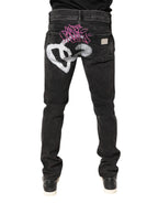 Gray Washed Cotton Skinny Denim Jeans