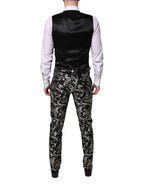 Black Gray MARTINI Jacquard Men 3 Piece Suit