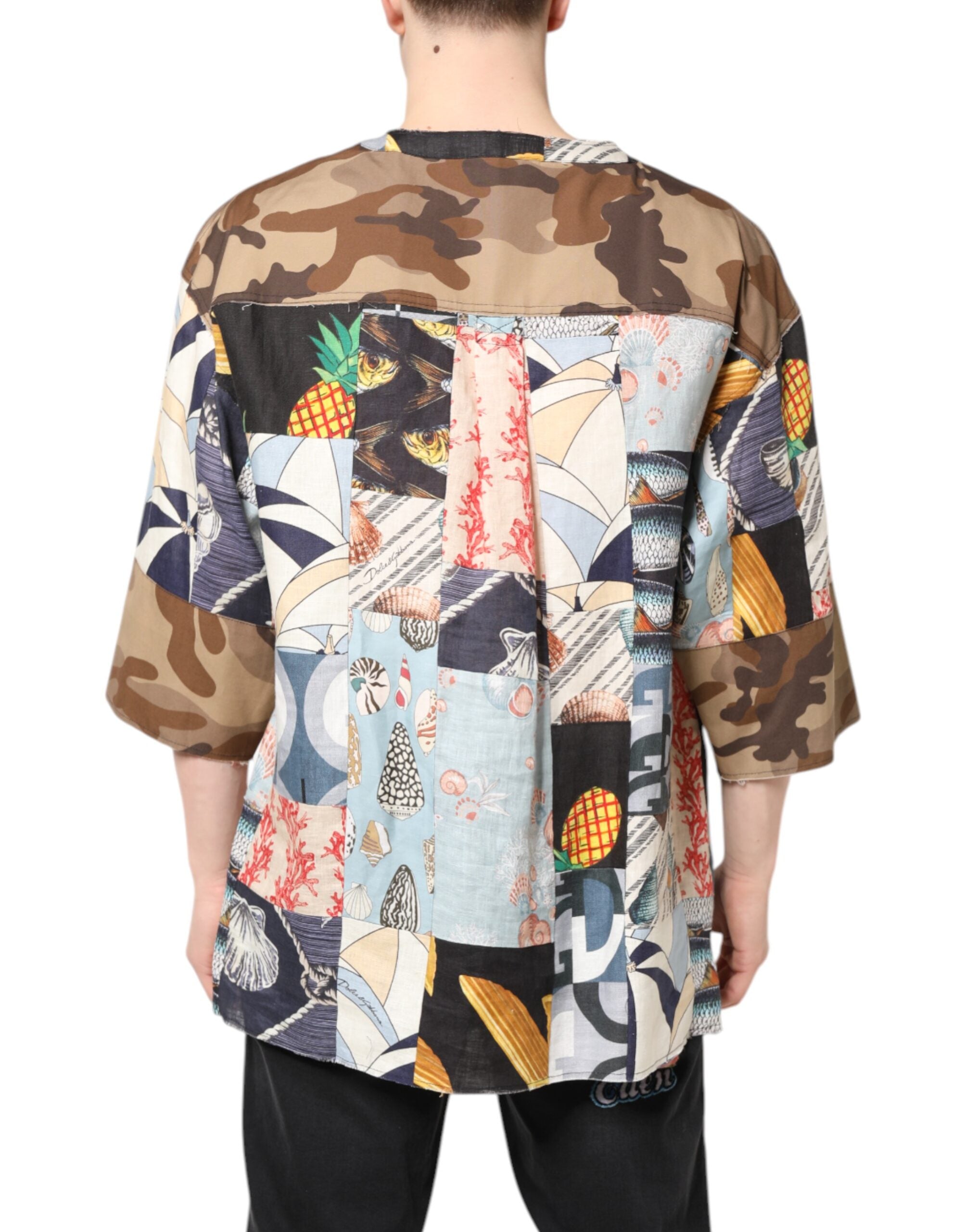 Multicolor Patchwork Short Sleeves Shirt