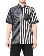 Black White Stripe Button Down Casual Shirt