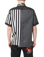 Black White Stripe Button Down Casual Shirt