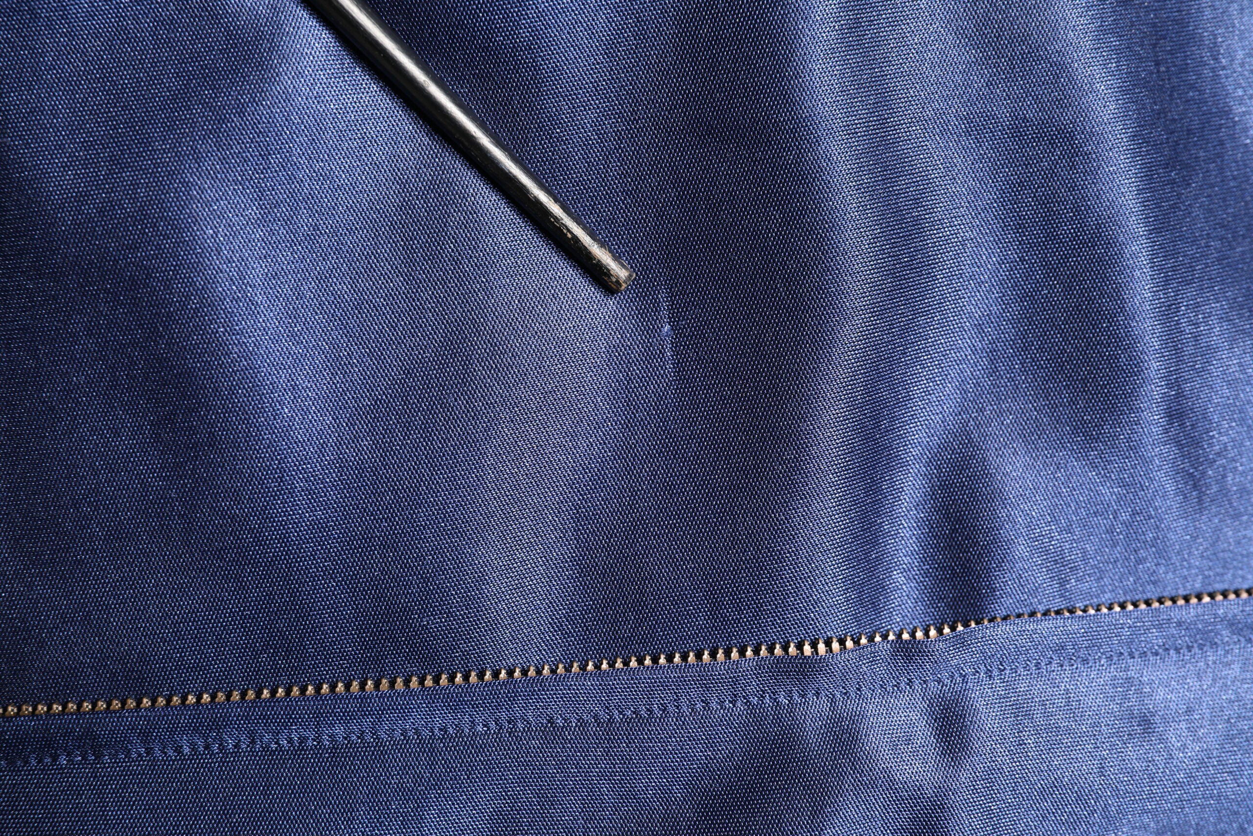 Blue Nylon Logo Patch Men Bomber Sweater