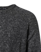 Gray Wool Knitted Round Neck Pullover Sweater