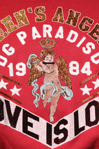 Red Sequin Knit Pullover Sweatshirt Sweater