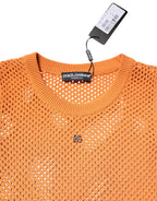 Orange Cashmere Round Neck Sleeveless T-shirt