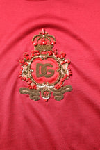 Red Silk DG Crown Logo Short Sleeve T-shirt
