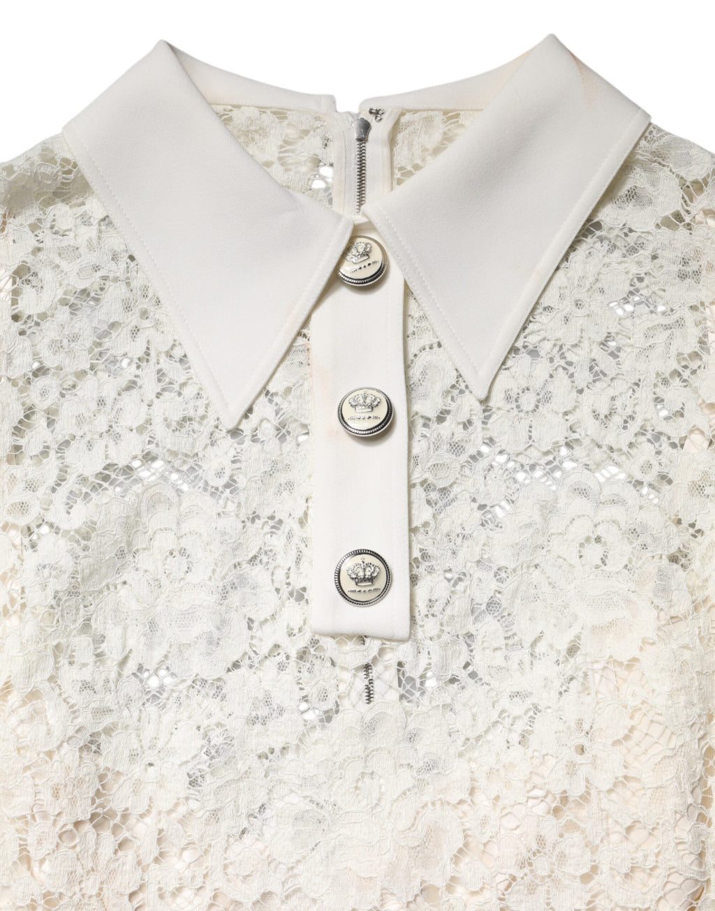 White Floral Lace Long Sleeves Shift Dress