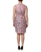 Pink Floral Lace Sleeveless Sheath Dress