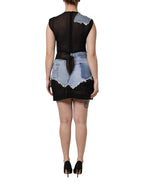 Black Blue Sleeveless Denim Mini Dress