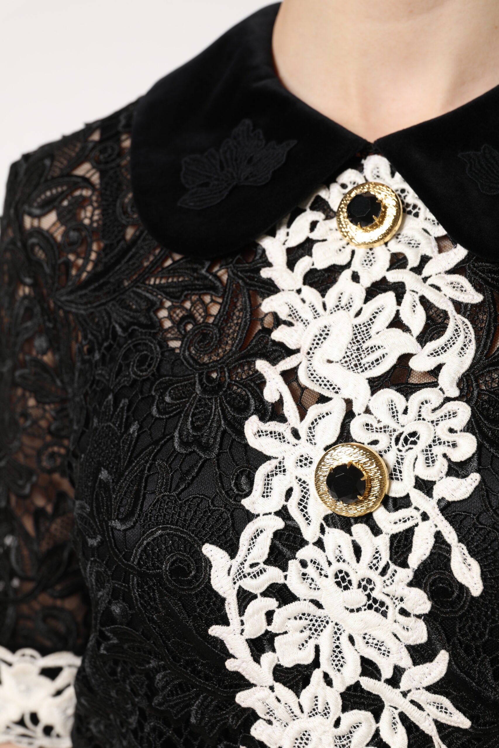 Black Floral Lace Embellished Mini Dress