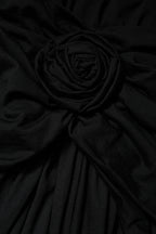 Black Wool Long Sleeves Sheath Midi Dress