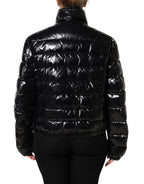 Black Logo Plaque Full Zip Puffer Jacket