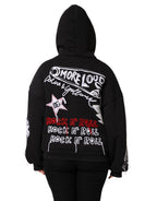 Black Embroidered Full Zip Hooded Jacket