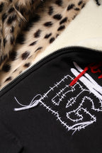 Black Embroidered Full Zip Hooded Jacket