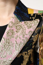 Multicolor Floral Patchwork Jacquard Jacket
