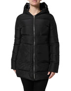 Black Puffer Hooded Zip Reversible Jacket