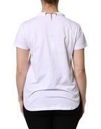 White Chain Pearl Cotton Round Neck T-shirt
