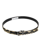 Multicolor Jacquard Leather Metal Buckle Belt