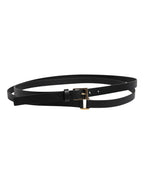 Black Classic Gold Metal Logo Buckle Belt