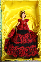 Red Dress Ceramic Porcelain Fashion Box Leather Sicily Dolls