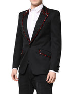 Black SICILIA CrystalEmbellished Coat Blazer