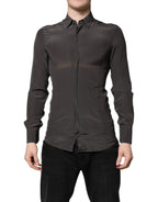Dark Gray Silk GOLD Dress Formal Shirt