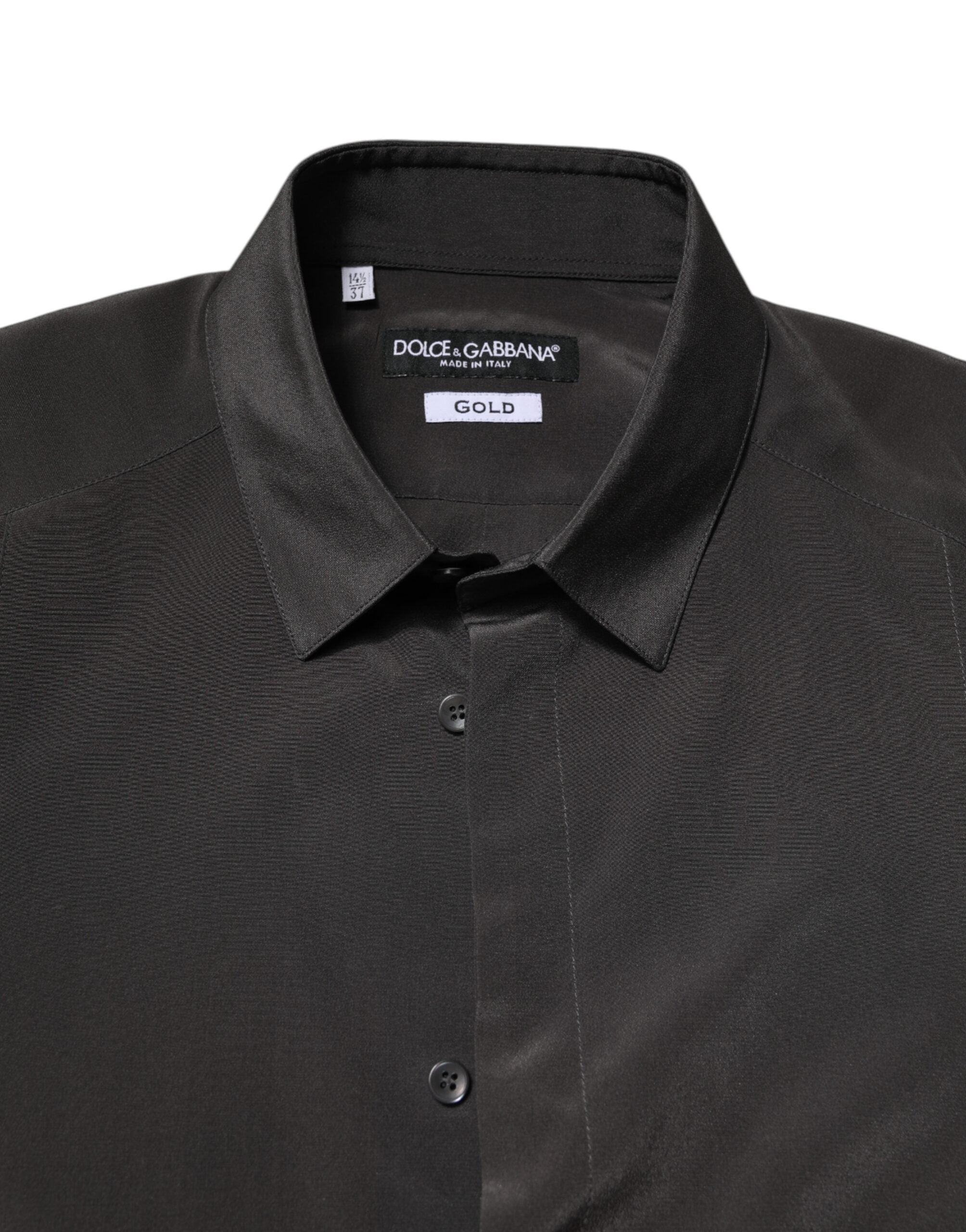 Dark Gray Silk GOLD Dress Formal Shirt