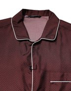 Burgundy Silk Dotted Long Sleeves Shirt