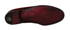 Bordeaux Velvet Loafers Gun Horseshoe Shoes