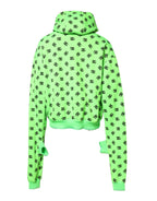 Green Polyester DGLogo Print Hooded Sweater