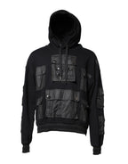 Black Cotton Hooded Sweatshirt Sweater