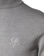 Gray Wool Knitted Men Pullover Sweater