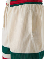 Cream polyester  Logo Shorts