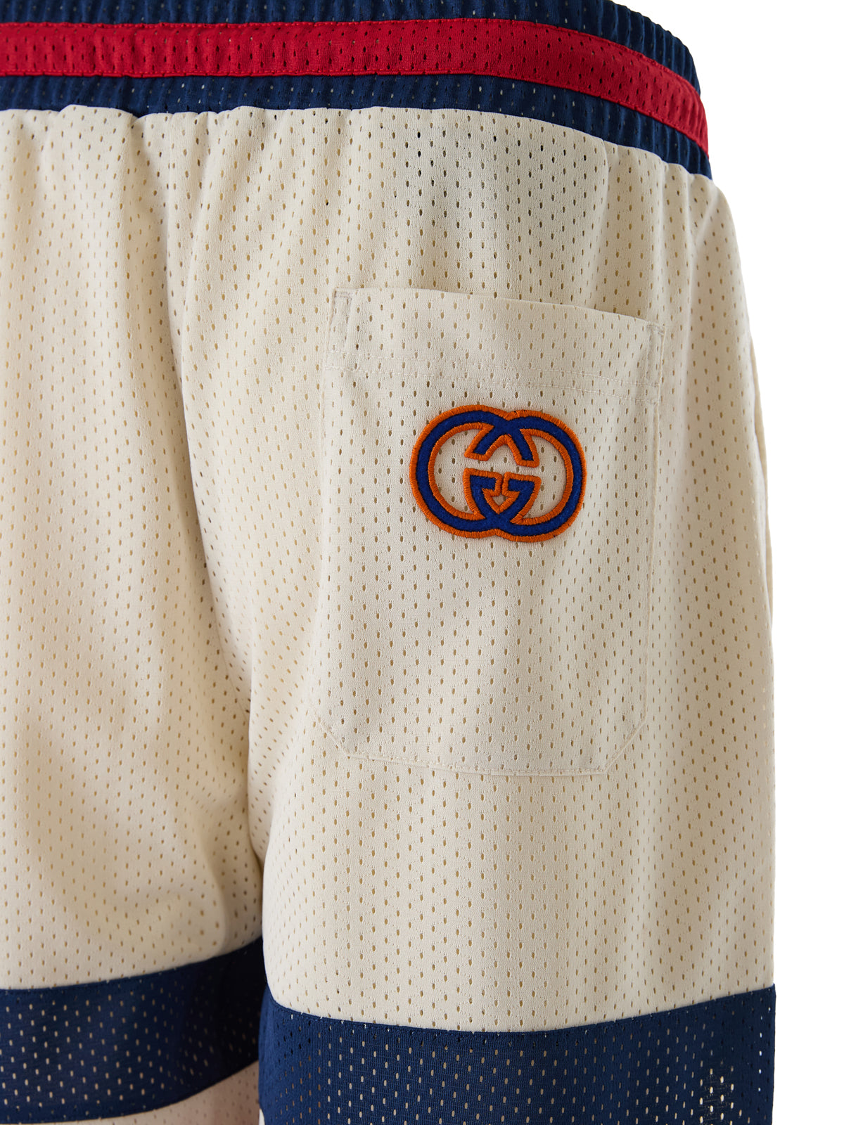 Cream polyester Logo Shorts