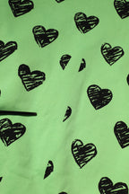 Green Heart Print Crew Neck Pullover Sweater