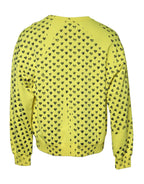 Yellow Heart Crew Neck Men Pullover Sweater