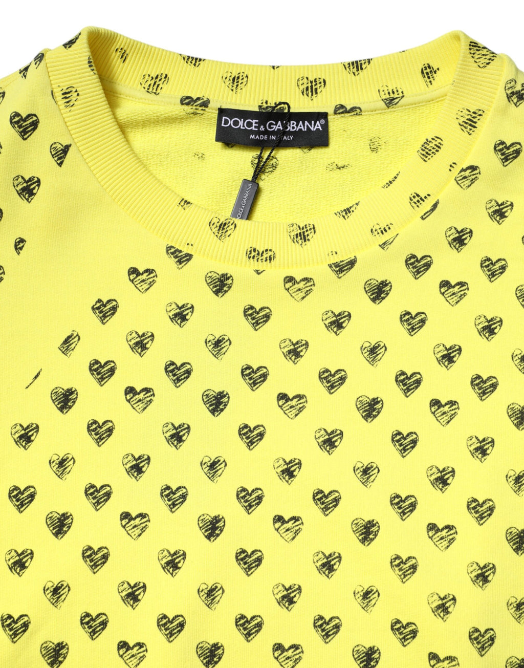 Yellow Heart Crew Neck Men Pullover Sweater