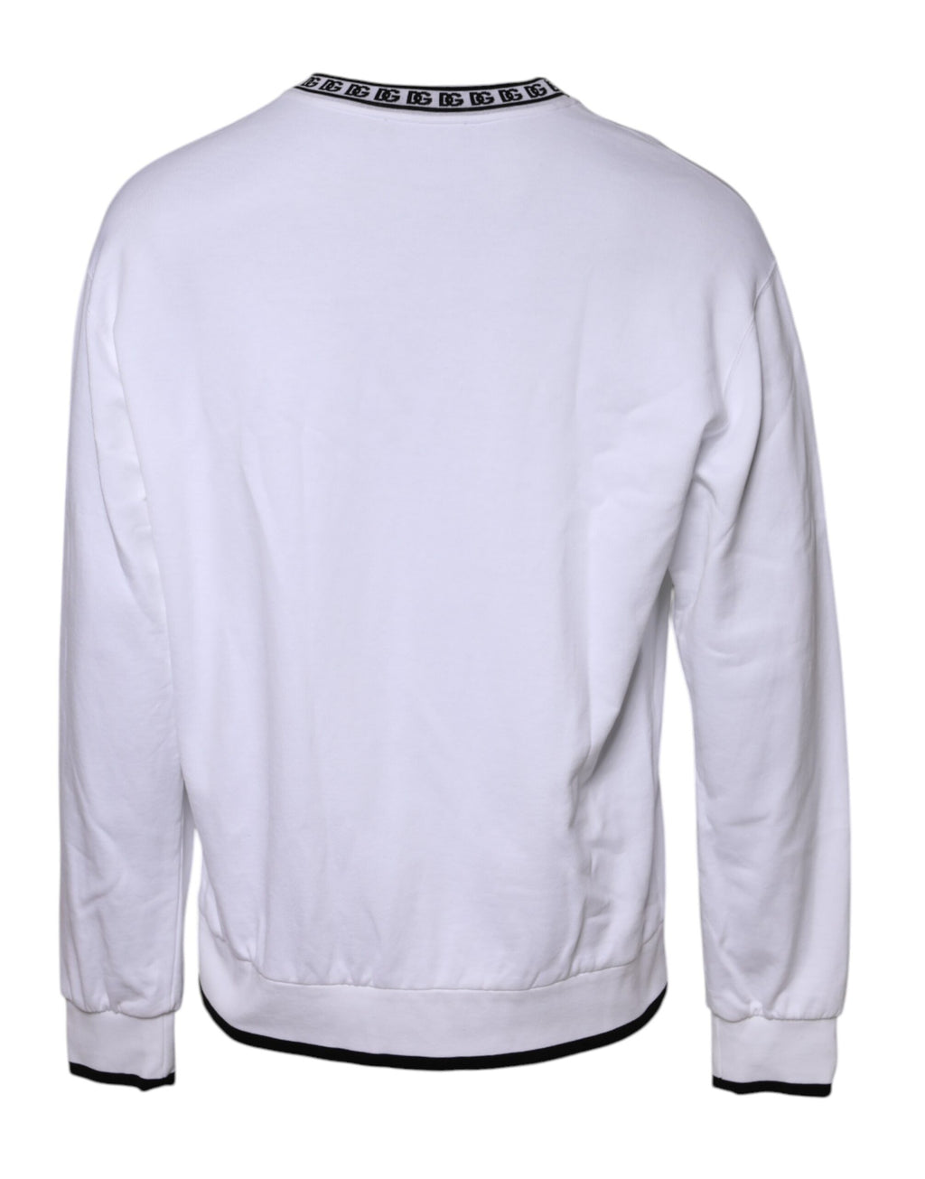 White Logo Cotton Crew Neck Pullover Sweater