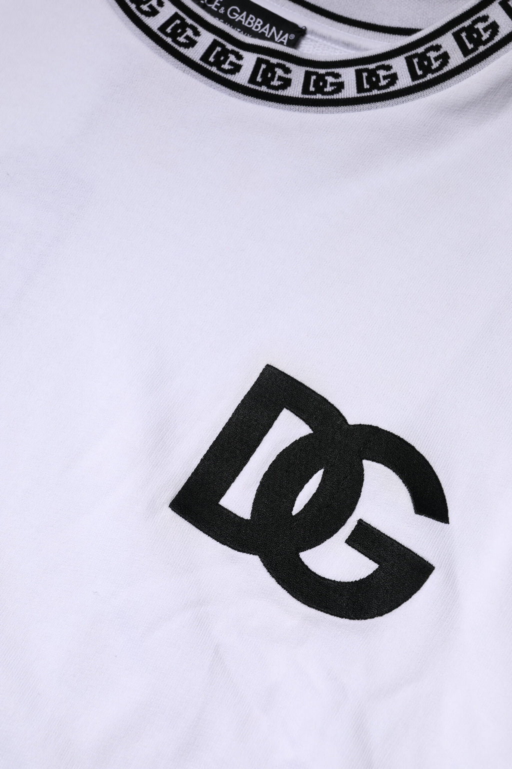 White Logo Cotton Crew Neck Pullover Sweater
