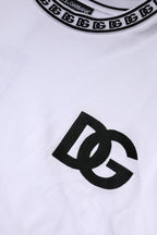White Logo Cotton Crew Neck Pullover Sweater