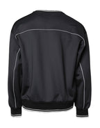 Black Logo Polyester Crew Neck Men Pullover Sweater