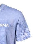Blue Cotton Logo Print Crew Neck T-shirt