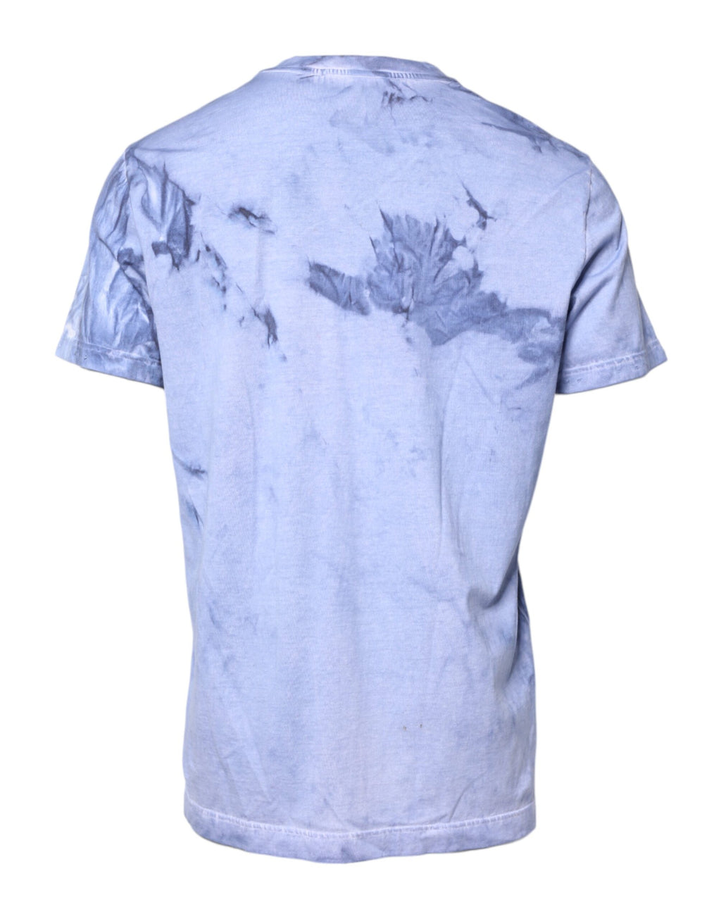 Blue Cotton Logo Print Crew Neck T-shirt