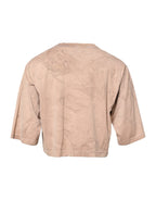 Beige Tie Dye Logo Print Cropped T-shirt