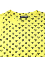 Yellow Cotton DG Heart Print Crew Neck T-shirt