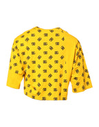 Yellow Cotton DG Logo Print Cropped T-shirt