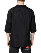 Black Short Sleeves Button Down Casual Shirt
